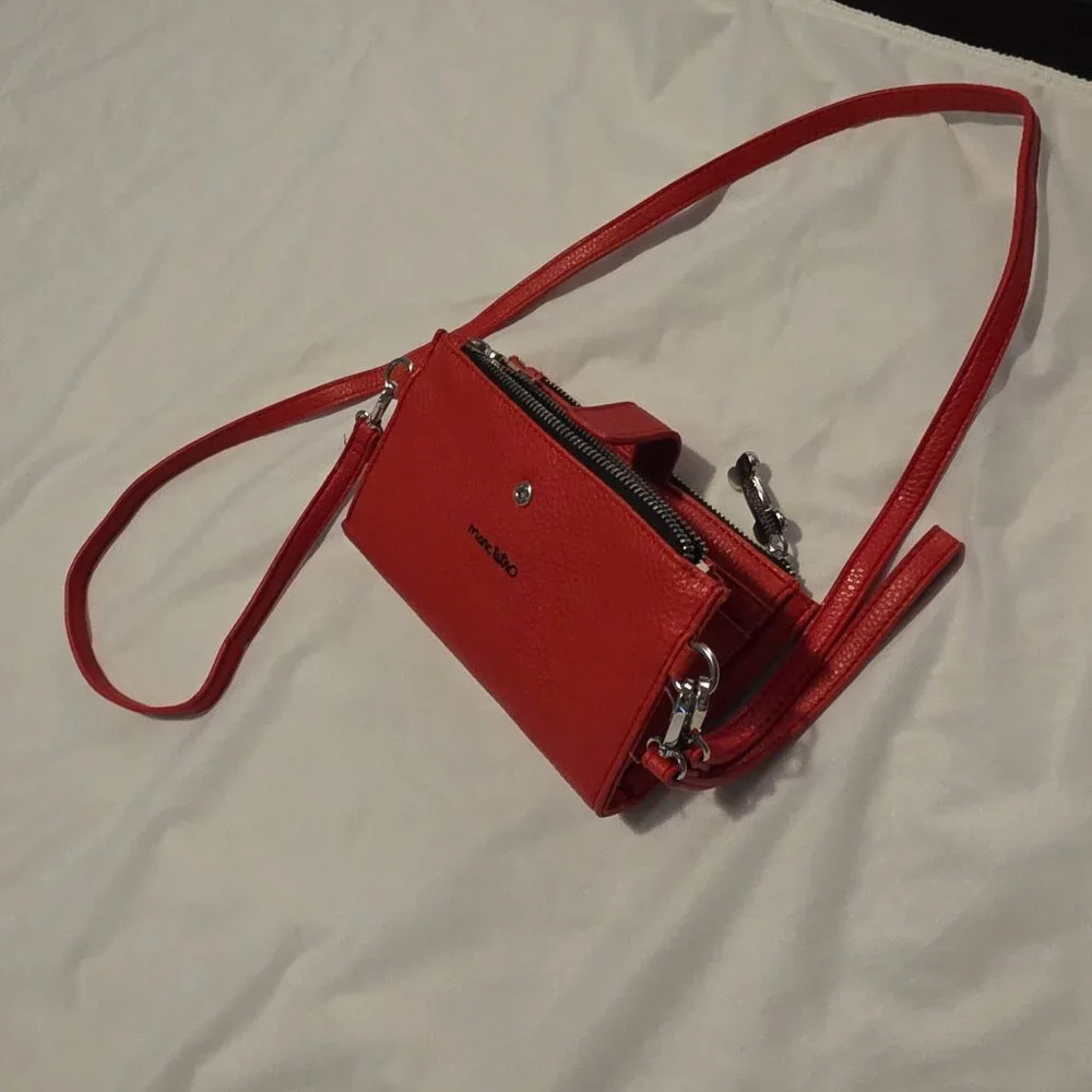 Marc Tetro Crossbody Wristlet Wallet Purse Dog Red Kitschy